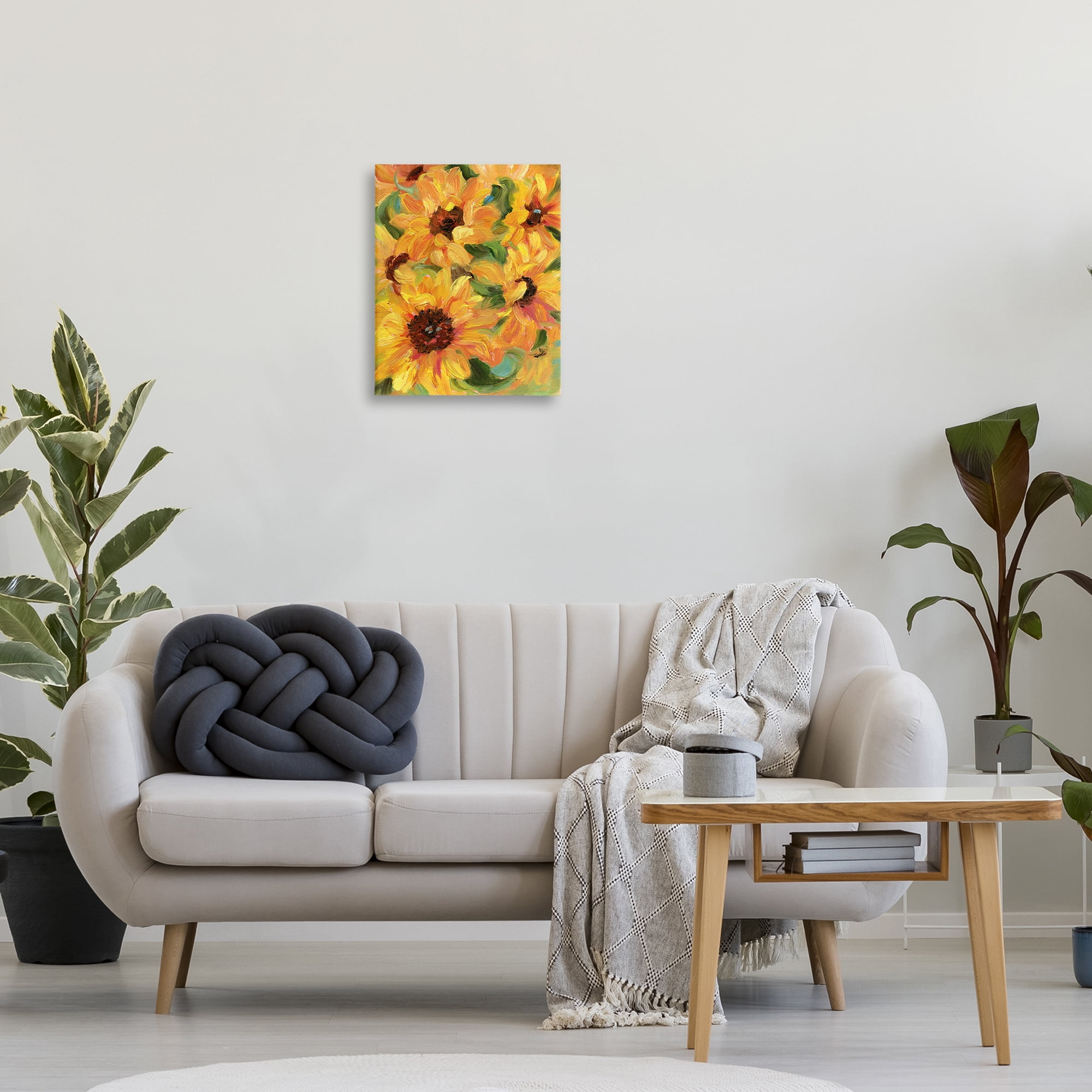 Stupell Industries Sunflower Bunches Pattern Botanical & Floral Painting Gallery Wrapped Canvas Art Print Wall Art, 16 x 20