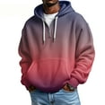 thumbnail image 2 of Men's Casual Solid Color Waffle Zipper Long Sleeve Hooded Sweatshirt Royal Blue S, 2 of 4
