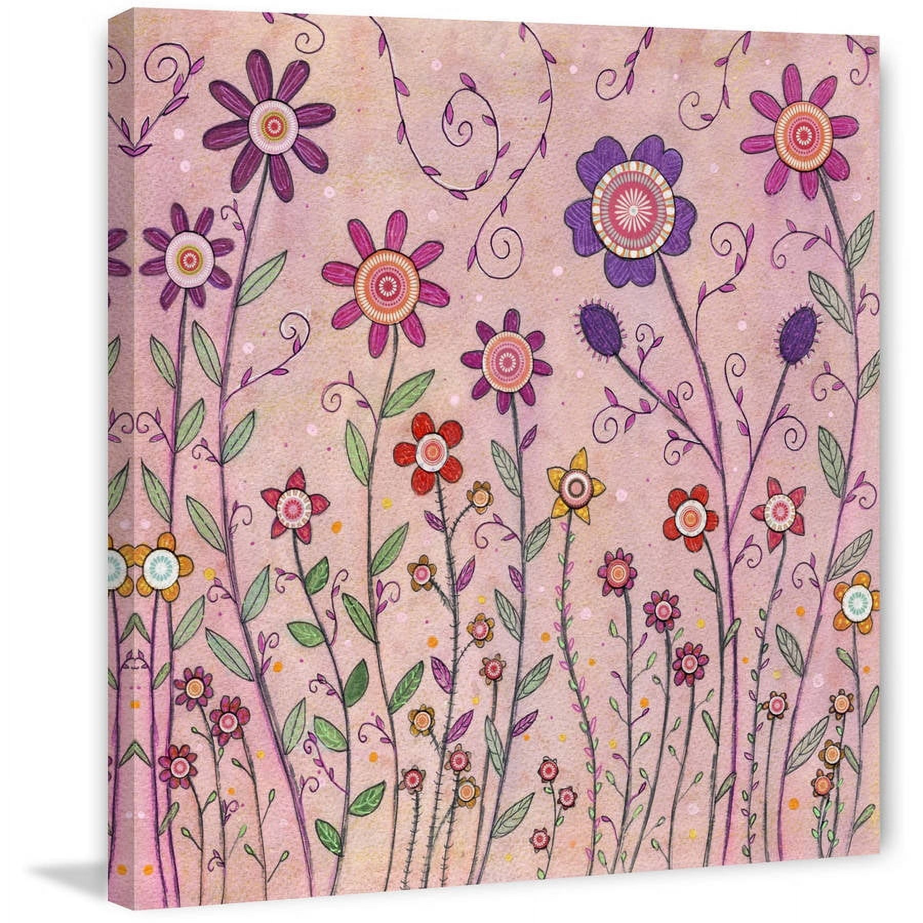 Marmont Hill "August Flowers" by Sascalia Painting Print on Wrapped Canvas
