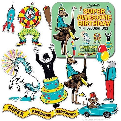 Archie McPhee Super Awesome Birthday Mini Decorations 