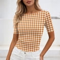 thumbnail image 6 of Bovxnpu Womens Short Sleeve T Shirts Printed T-Shirt Short Sleeve Crew Neck Ruched Side Slim Tops Summer Tops, 6 of 8