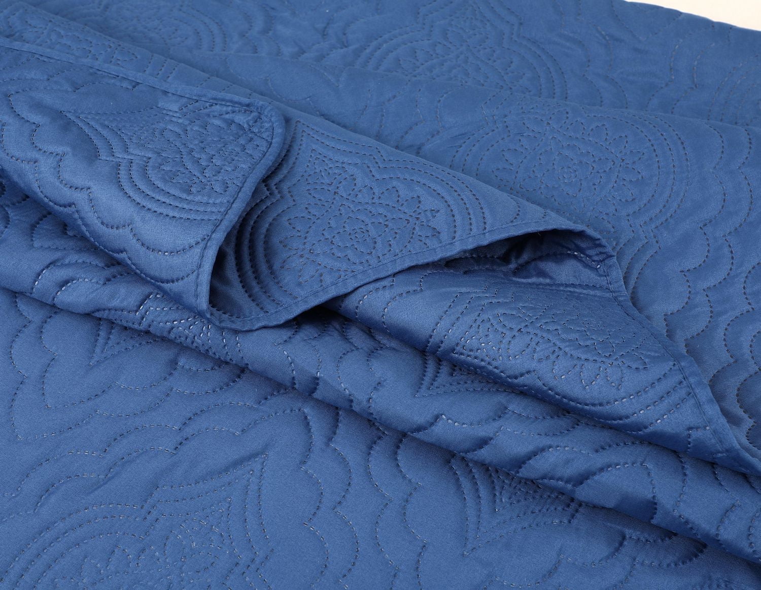 Marina Décoration Literie ultra douce avec couvre-lit en tissu Pinsonic en relief uni, bleu marine, pour l'été