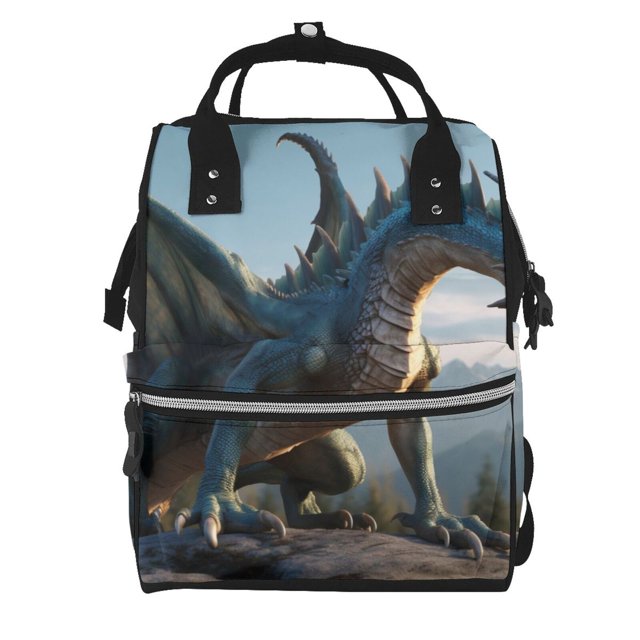 Disketp Wild Blue Cool Dragon Mochila de Pañales de Gran Capacidad con Múltiples Bolsillos, Mochila de Viaje Multifuncional para Bebé, Unisex, Moderna y Resistente
