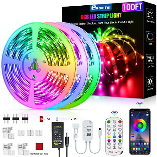 100Ft Led Strip Lights Rgb Led Light Strip With Bluetooth Remote App