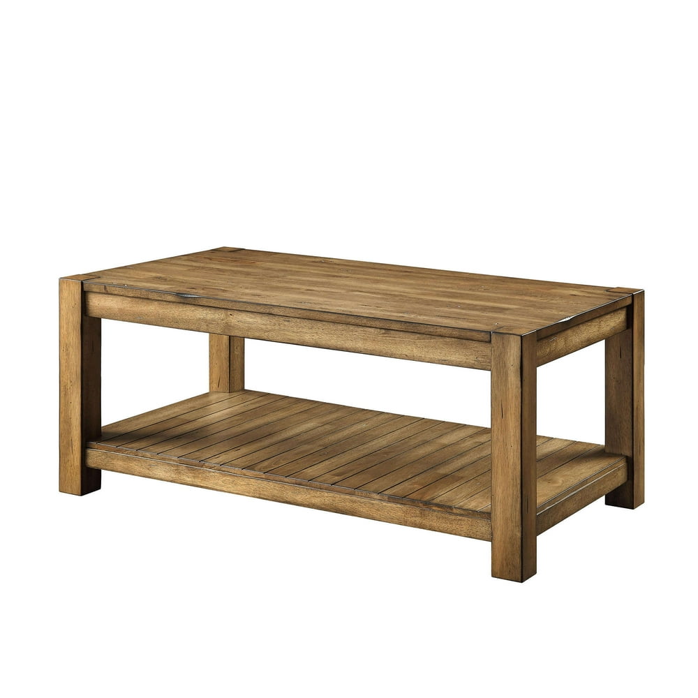 Better Homes & Gardens Bryant Solid Wood Coffee Table, Rustic Maple Brown Finish