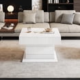 thumbnail image 4 of 360°Rotating coffee table, Highgloss Lift-Top Centre Table with 1 drawers, Rotating Lifting Sofa Side Table, Space-saving End Table,Tea Table,27.5*27.5*17.7 inches,, 4 of 14