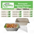 thumbnail image 2 of EcoQuality 34oz Disposable Bowls with Clear Lids - Rectangular Compostable Sugarcane Fiber Biodegradable Paper Bowls Eco-Friendly Take Out Food Storage Containers, Microwave Safe, Meal Prep (100 PACK), 2 of 8