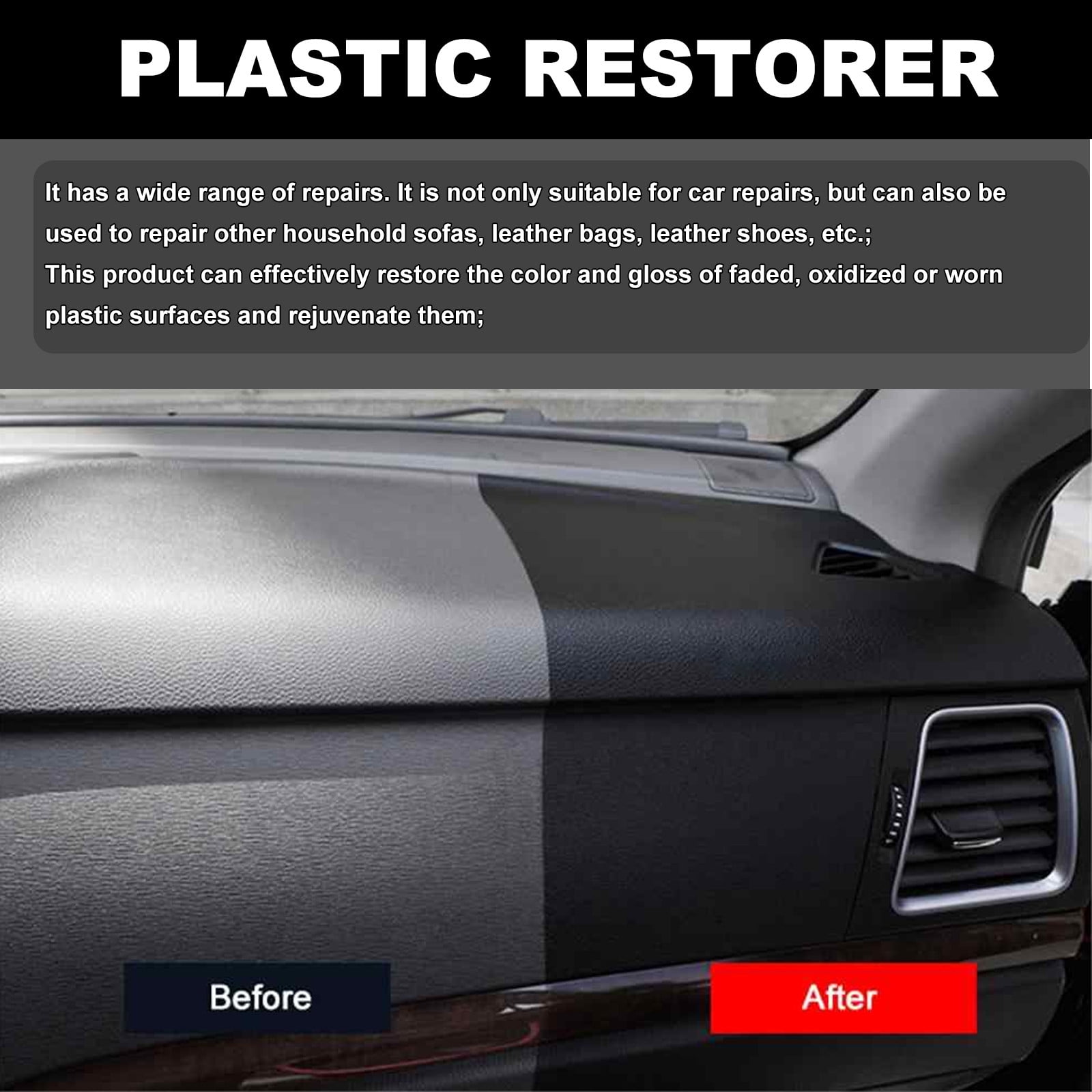 weibbin 100ml Car Plastic Restorer - Cars Ceramic Plastic Coating Trim Restore, Shines & Protects Plastic, Vinyl & Rubber Surfaces, Automotive Interior Cleaning