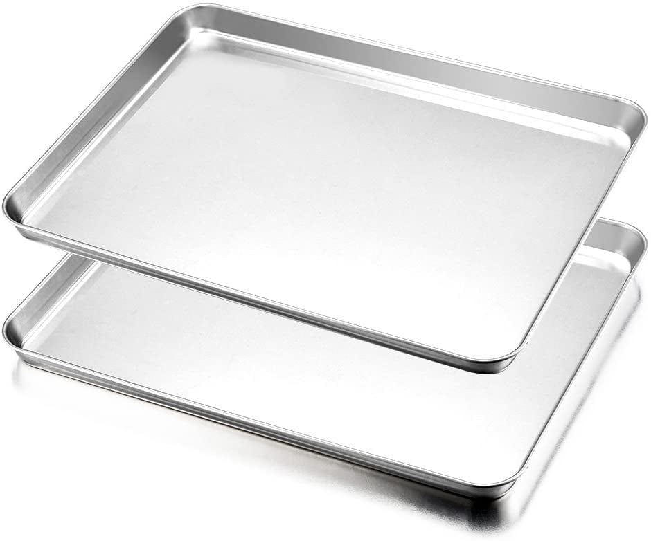 Stainless Steel Baking Tray Set of 1, Baking Sheet Cookie Tray  Professional, 26x 20x 2.5 cm, Non Toxic & Healthy, Mirror Finish & Rust  Free, Easy Clean & Dishwasher Safe 