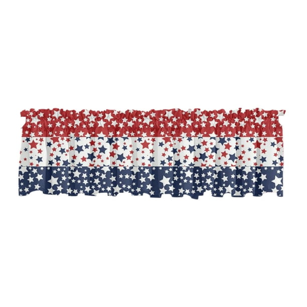 Cortinas para la Sala de Estar 54x17.72 Pulgadas Cortinas de Bandera Americana 4 de Julio Día Patriótico de la Independencia Cocina Sala de Estar Cafetería Cortinas Cortas