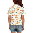 thumbnail image 5 of School Uniforms for Girls Short Sleeve Henley Cute Cartoon Animal Print Polo Shirts Button Closure Active Causal T Shirts, 110, 5 of 5