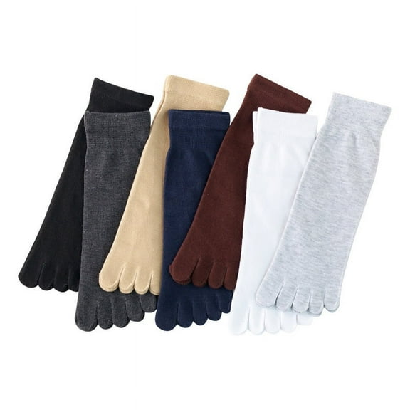 Polyester cotton five finger socks men's cotton small toe socks comfortable all year round sweat absorbing five toe socks-dark grey