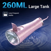 MySmile LP211 Portable Water Flosser Cordless for Teeth Braces, Electric Water Dental Flossers, Oral Irrigator, IPX7 Waterproof, 5 Modes, 8 Jet Tips, 260ml Tank, 1 Travel Bag, Pink