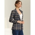 thumbnail image 3 of Blazers para mujer Chaqueta tipo blazer a cuadros con solapa con muesca Boyfriend Azul Oscuro M, 3 of 5