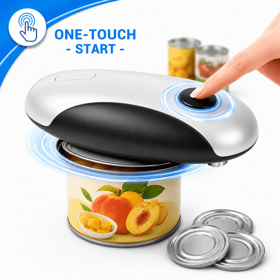 Electric Can Opener, One-Touch Automatic Electric Can Opener, Rechargeable Hands-Free Smooth Edge Can Opener for Seniors, Arthritis and Weak Hands, Black