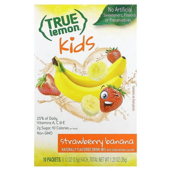True Citrus, True Lemon, Kids Drink Mix, Strawberry Banana, 10 Packets, 0.12 oz Pack of 2