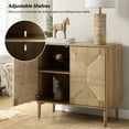 thumbnail image 3 of Boho Storage Accent Cabinet 2 Rope Woven Doors Set of 2 with Cable Management Oak, 3 of 7