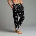 thumbnail image 3 of Fabrcox Christmas Mens Slim Fit Pajamas Bottoms Tree Snowflake Reindeer Printed Loose Fit Lounge Bottoms Casual Baggy Comfy Loose Sleepwear Pj Pants, Black XL, 3 of 6
