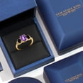 thumbnail image 5 of Gem Stone King 2.04 Ct Oval Checkerboard Purple Amethyst Black Onyx 10K Yellow Gold Ring (Size 9), 5 of 6