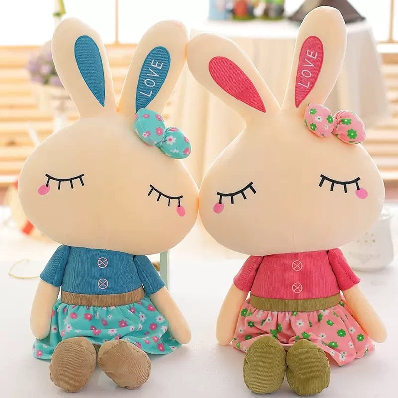 CHUNYAN Set of 2 skirts rabbit plush toys, 18.1 inch stuffed animals, big rabbit toys cute boy and girl holiday gifts