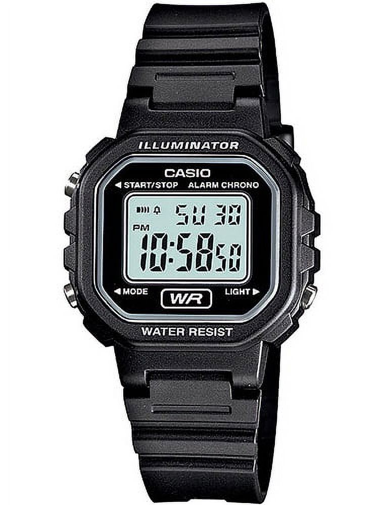Casio Women's Digital Casual Watch, Black/White LA20WH-1A