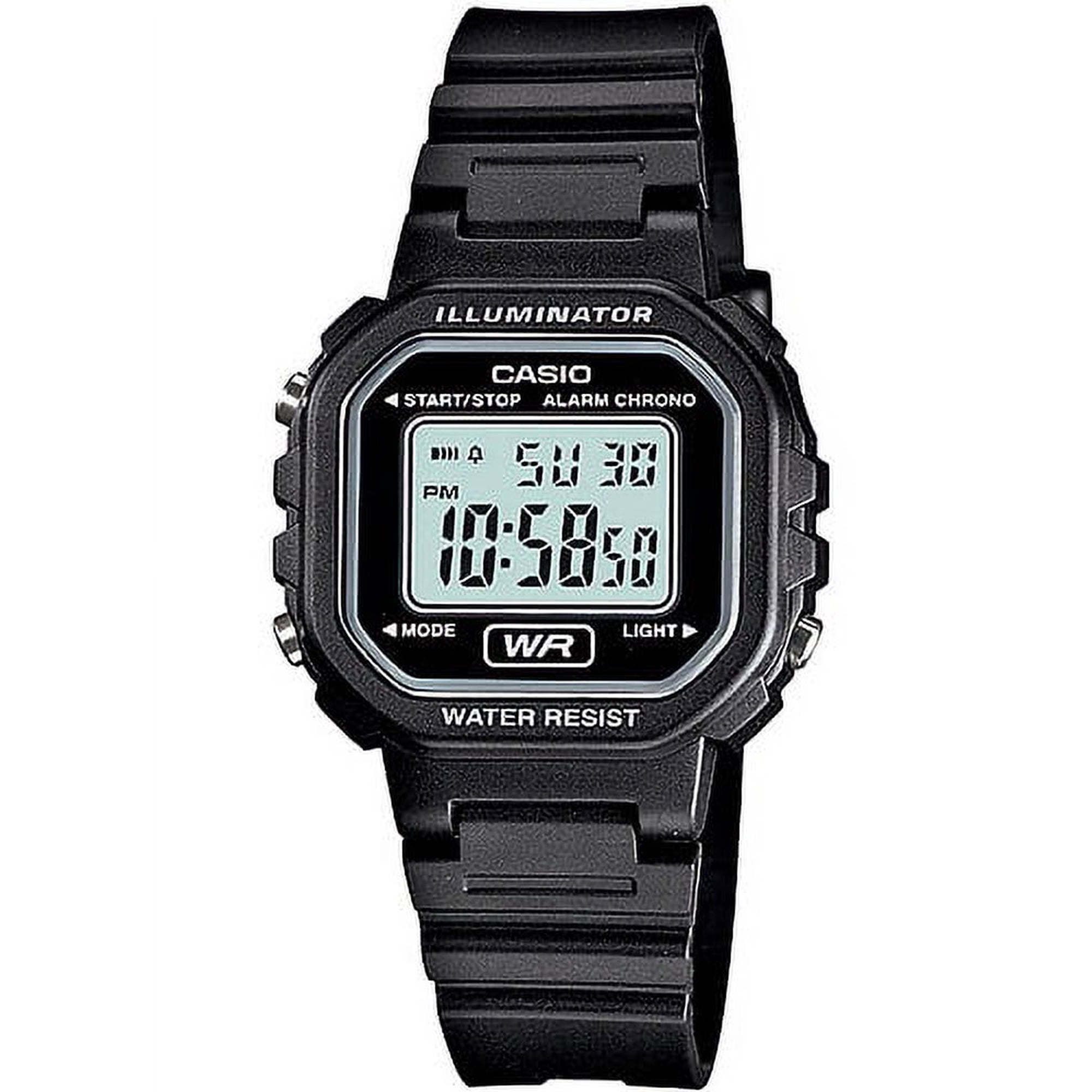 Casio Women's Digital Casual Watch, Black/White LA20WH-1A