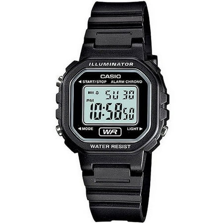 Casio Women's Digital Casual Watch, Black/White LA20WH-1A