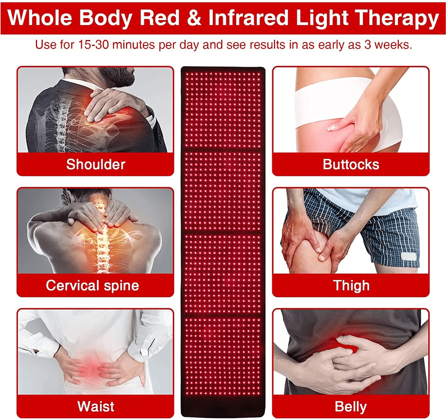 Flexible Full-Body Red Light Pad with 960 LEDs, 660nm & 850nm Wavelengths, Large Wellness Mat for At-Home Relaxation and General Well-being