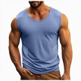 thumbnail image 3 of KPOPLK Men's Quick Dry Tank Tops Tech Performance Sleeveless T Shirts Mesh Workout Gym Muscle Running Size XXXL,Blue, 3 of 7