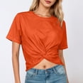 thumbnail image 2 of XIAOCHA Women's Twist Front Crop Tees Short Sleeve Crew Neck Pullover Top Casual Summer Tops, 2 of 5