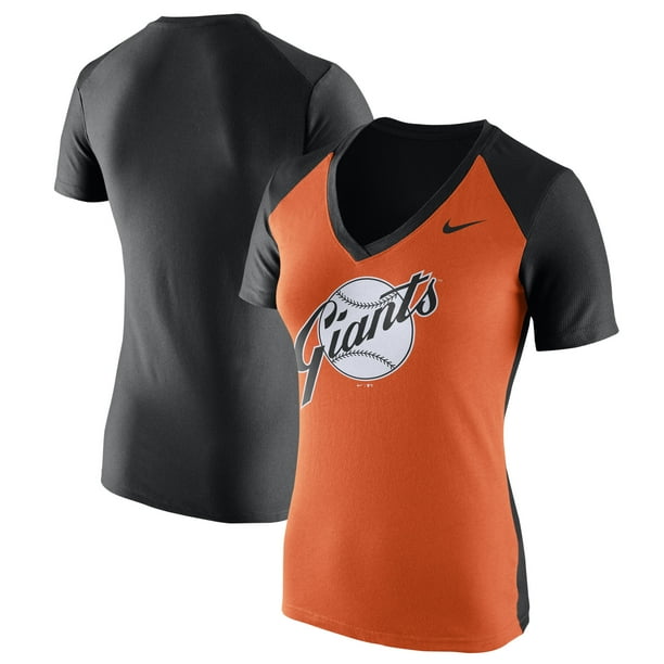 San Francisco Giants Nike Women S Cooperstown Collection Throwback Logo V Neck T Shirt Orange Walmart Com Walmart Com