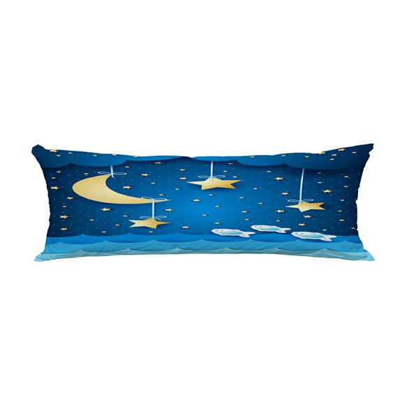 ECZJNT Surreal seascape moon stars Pillow Cover Body Pillowcase Pillow Protector 20x60 Inch