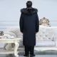 thumbnail image 5 of Chaqueta de plumón de pato engrosada, diseño largo, forro interior desmontable, abrigo cálido de invierno con capucha de piel para hombres de mediana edad y mayores, 5 of 5