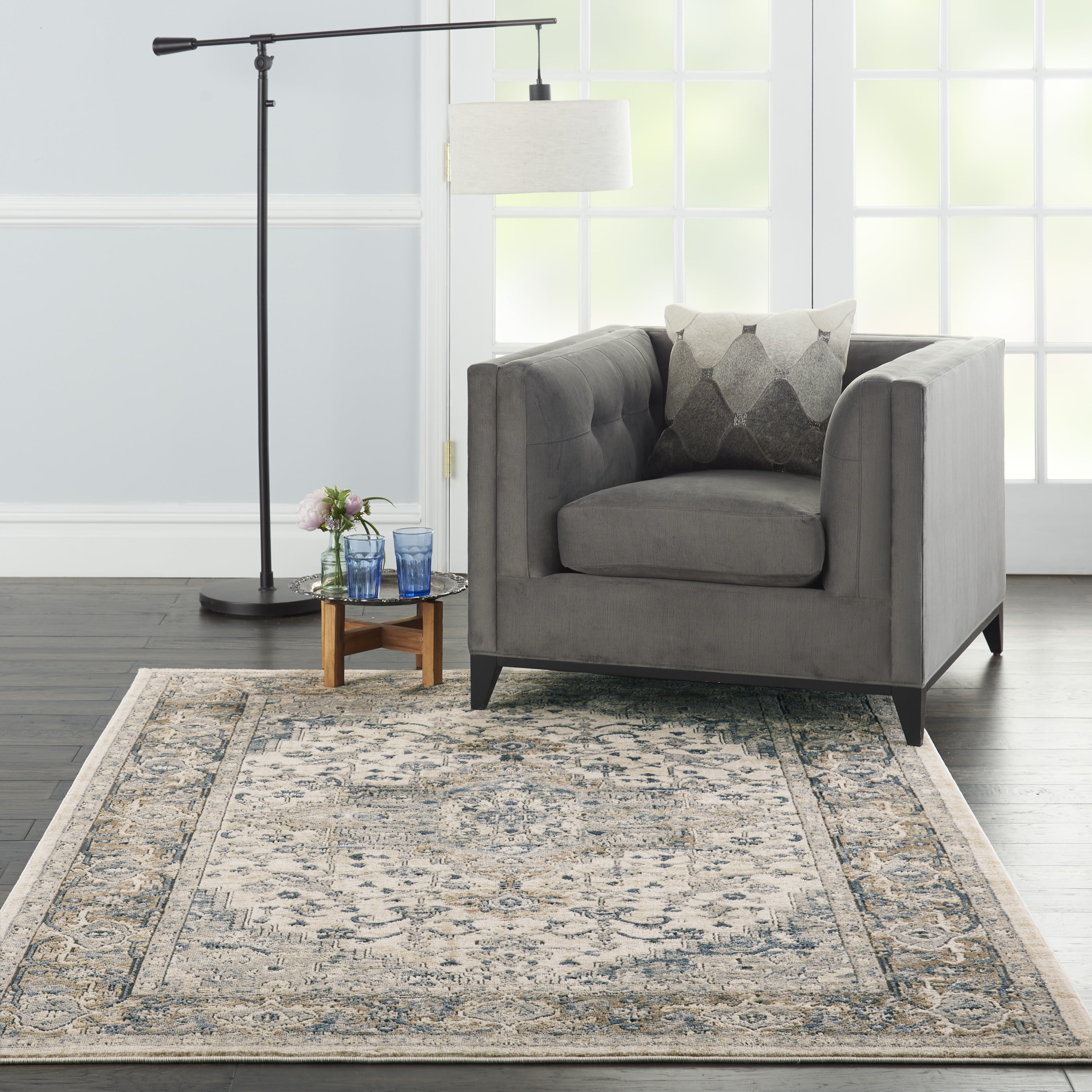 Nourison Concerto Persian Bordered Ivory/Grey Area Rug