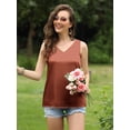 thumbnail image 4 of Anygrew Womens Sleeveless Satin Tank Tops Cami V Neck Camisole Summer Tank Blouse, 4 of 7