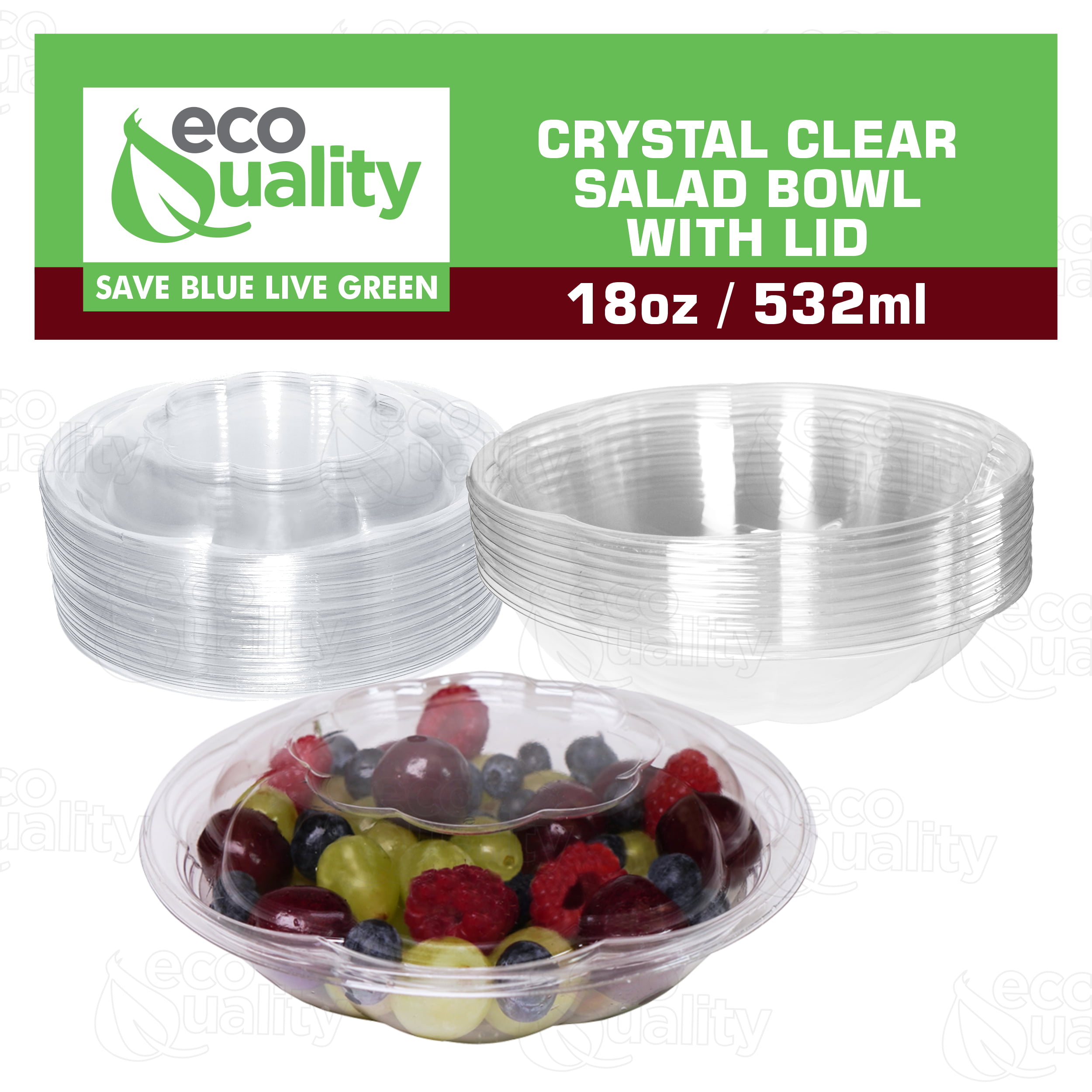 GCP Products 18 Ounce Plastic Salad Bowls, 200 Recyclable White Plastic  Bowls