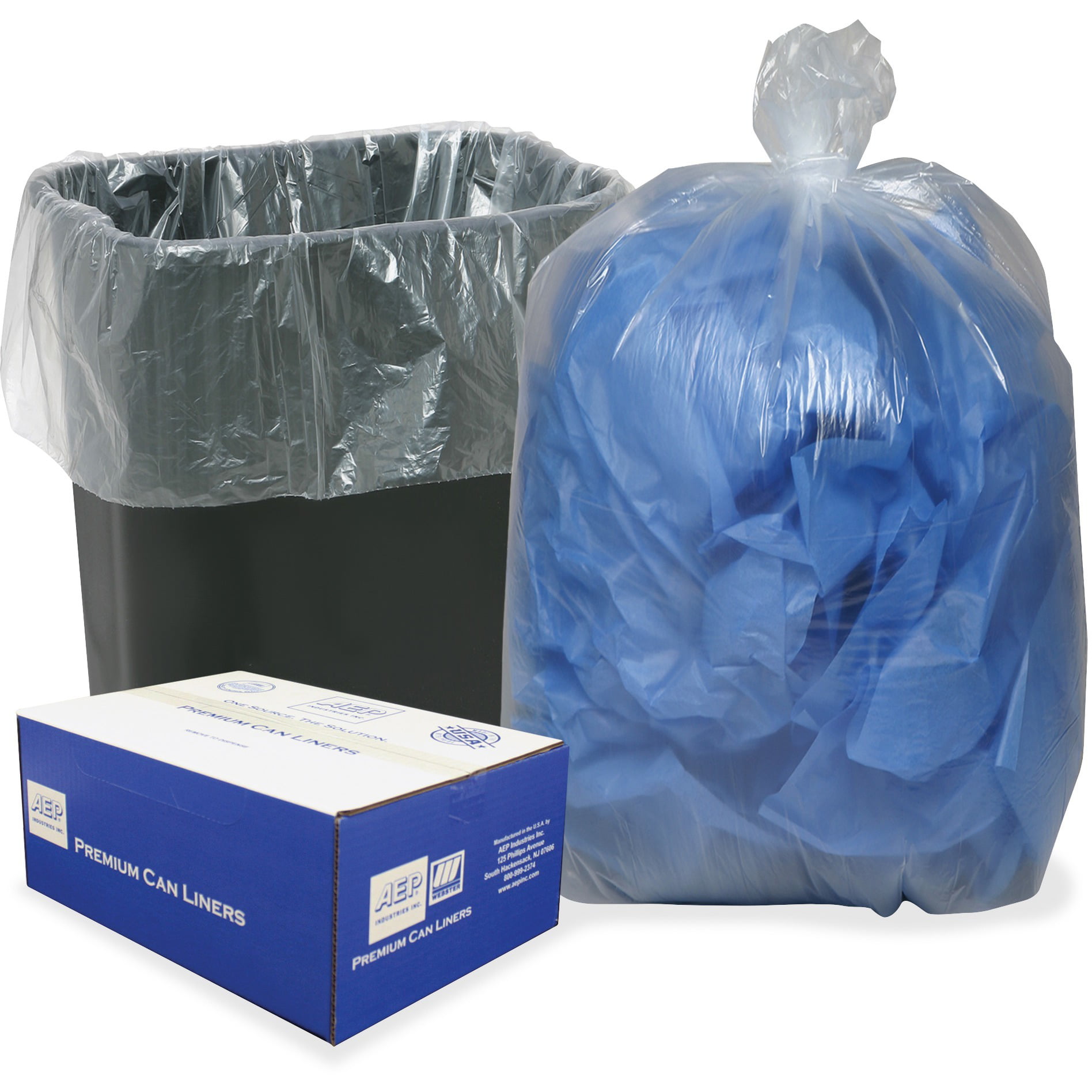 Webster, WBI243115C, Clear Linear Low-Density Can Liners, 500 / Carton ...