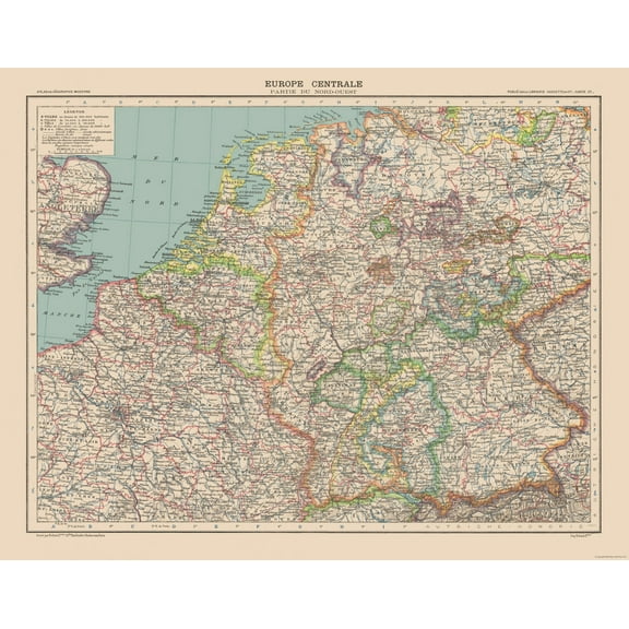 Historic Map - Central Europe - Schrader 1908 - Vintage Wall Art