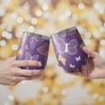 thumbnail image 2 of 12oz Stemless Wine Tumblers Purple Orange White Butterfly Pattern Vacuum Insulated Stainless Steel Travel Tumbler Cups Mug with Lid and Straw for Champaign,Cocktail,Beer with Cleaning Brush, 2 of 5