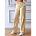 thumbnail image 4 of Pantalones de Mujer de Cintura Alta con Bolsillos y Parte Inferior . Albaricoque L, 4 of 8