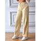 thumbnail image 4 of Pantalones de Mujer de Cintura Alta con Bolsillos y Parte Inferior . Albaricoque XL, 4 of 8