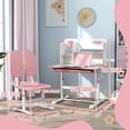 thumbnail image 3 of Qaba Table et Chaise d'Étude pour Enfants, Ensemble Bureau et Chaise pour Enfants Réglables, Rose, 3 of 10