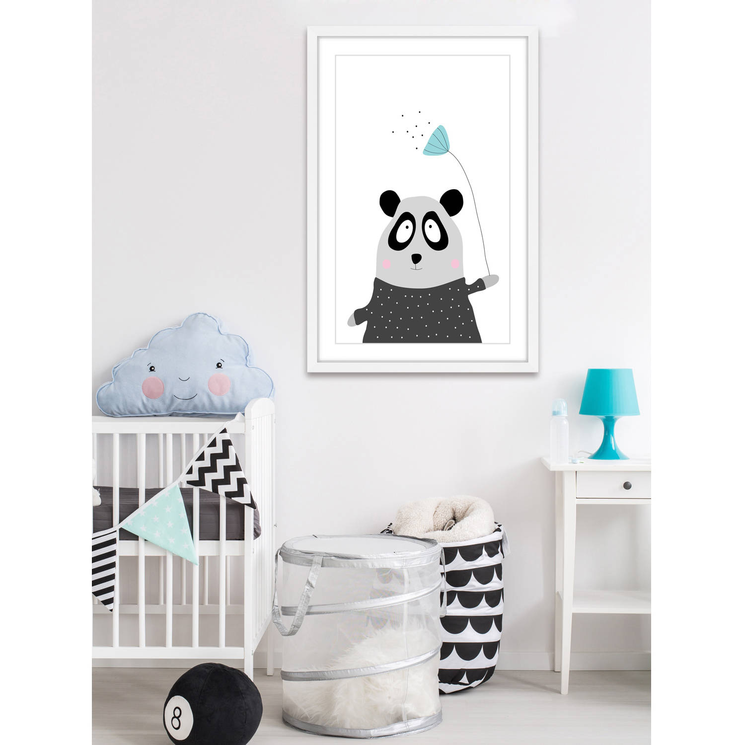 Marmont Hill "Panda Flower" by Katarina Snygg Framed Painting Print