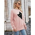 thumbnail image 4 of MOUSYA Cat Sweatshirt Women Funny Black Cat Graphic Sweater Casual Cat Crewneck Holiday Long Sleeve Hoodie Pullover Top, 4 of 7