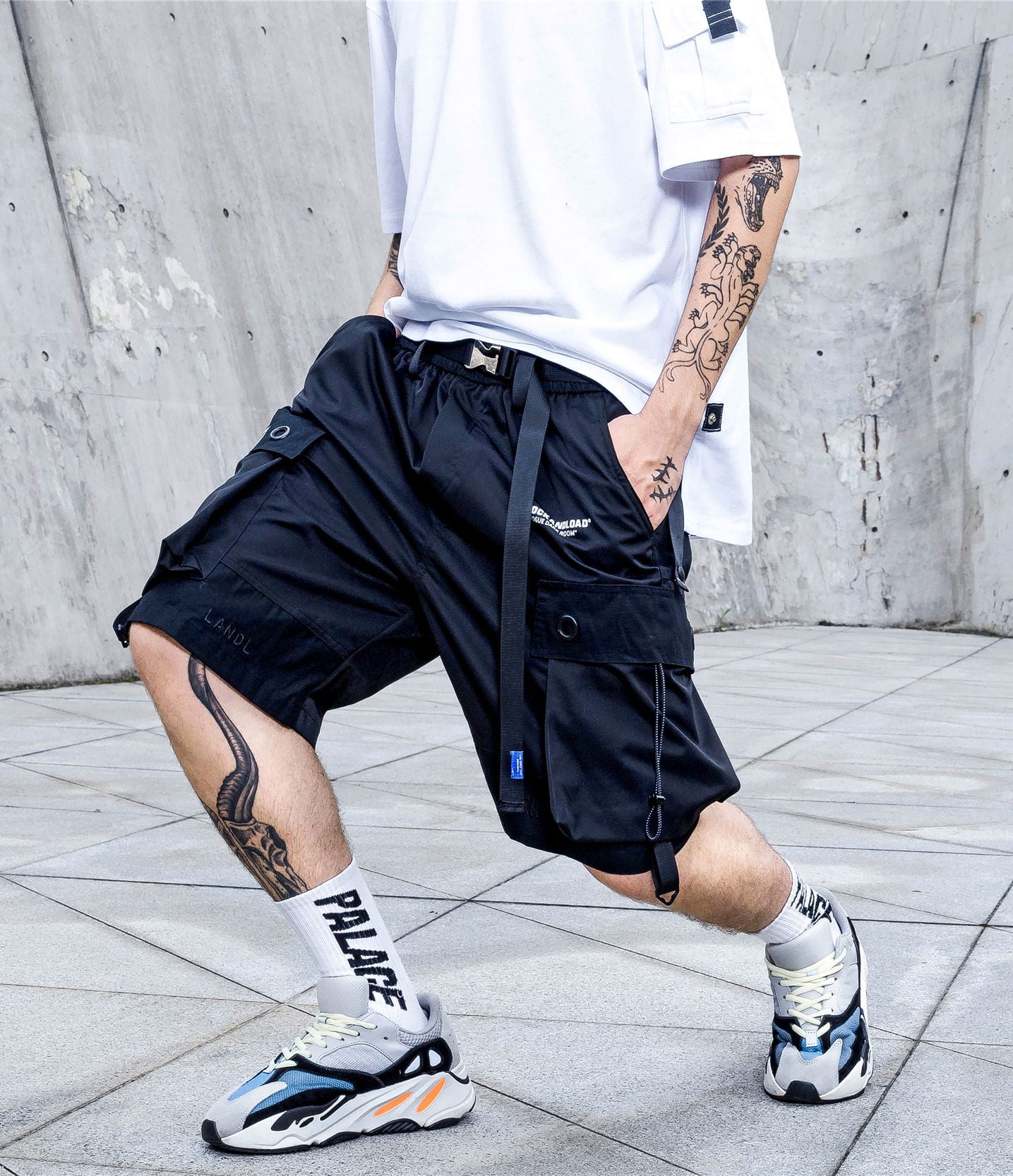 Niepce Inc Summer Black Men's Techwear Streetwear Cargo Shorts With ...