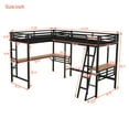 thumbnail image 3 of Bellemave L Shaped Loft Bed Twin 2 Beds with Desk, Metal Twin Size Loft Bed Frame with Two Built-In Ladders and Safety Rails for Bedroom, Dorm (Black), 3 of 7