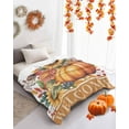 thumbnail image 4 of Autumn Welcome Flannel Blanket for Bed,Travel and Camping, Harvest Pumpkin Floral Leaf Bird Orange Super Soft Cozy Blanket for All Seasons 50"x60", 4 of 6