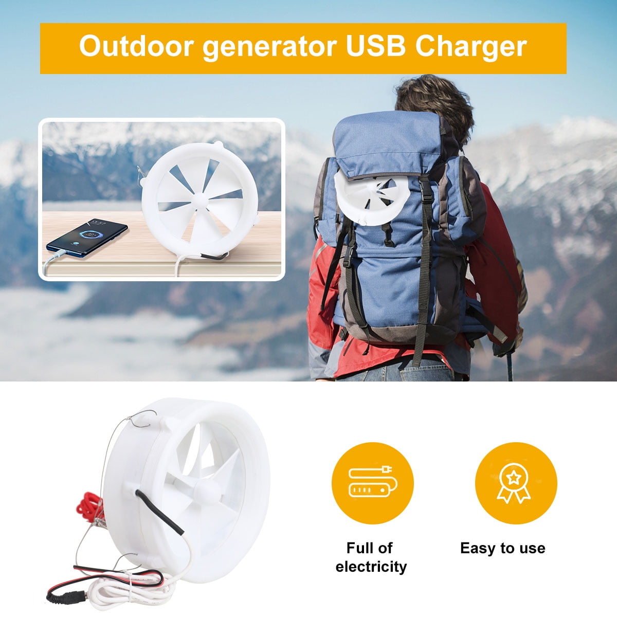 ECUTEE USB 12V Outdoor Generator Charger Wind Power Water Double-duty Turbine Generator