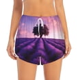 thumbnail image 2 of KLL Lavender Field Sunset Pattern Shorts Women,Athletic Shorts High Waisted Running Shorts Pocket Sporty Short Gym Elastic Workout Shorts-Small, 2 of 7