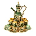 thumbnail image 2 of Juego de tetera vintage europea, juego de jarras de cristal y metal para decoración del hogar, juego de tetera turca Verde, 2 of 9